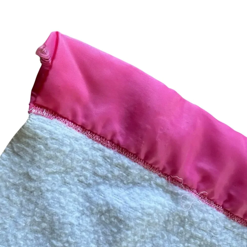 Vintage Fieldcrest Melody Rose Blanket Pink Satin Ribbon MCM Twin USA